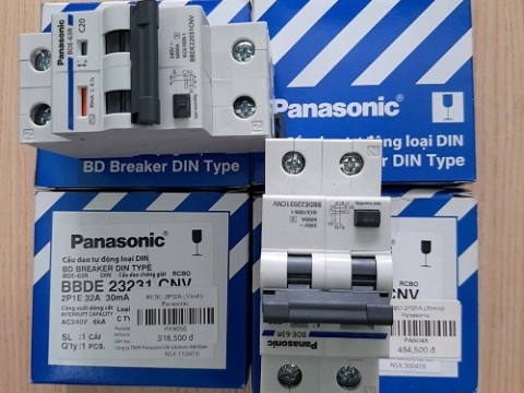 RCBO 2P40A,2P32A,2P25A,(30mA) Cầu dao tự động Panasonic-519.000đ